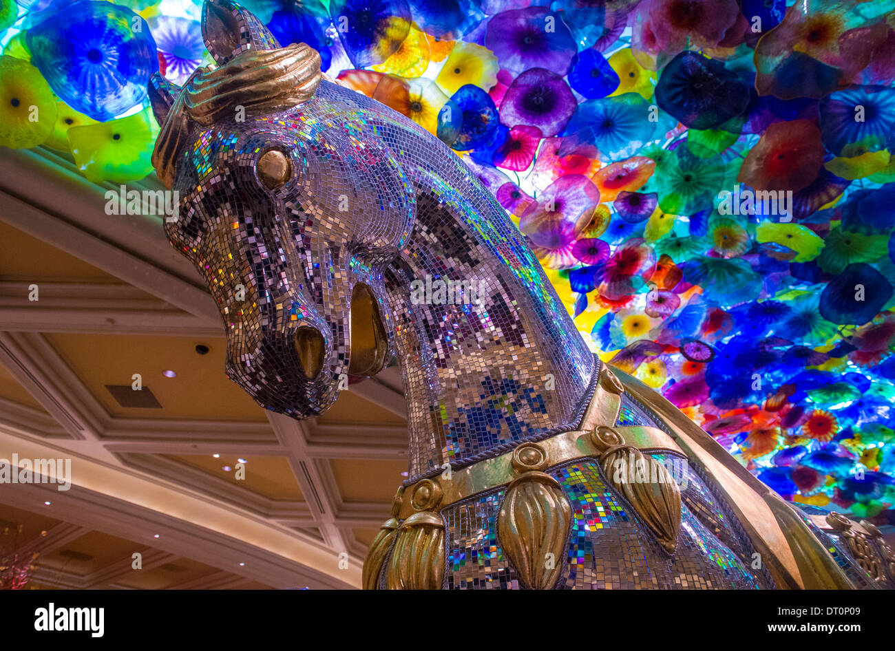 Das mundgeblasene Glas Blume Decke im Bellagio Hotel in Las Vegas. Stockfoto