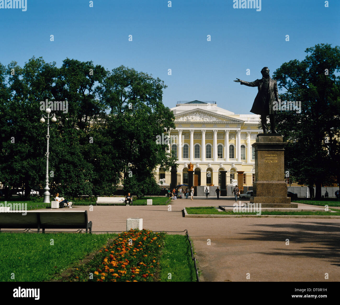 Denkmal für Alexander Pushkin Mikhailovskaya Square, St Petersburg, Russland Stockfoto