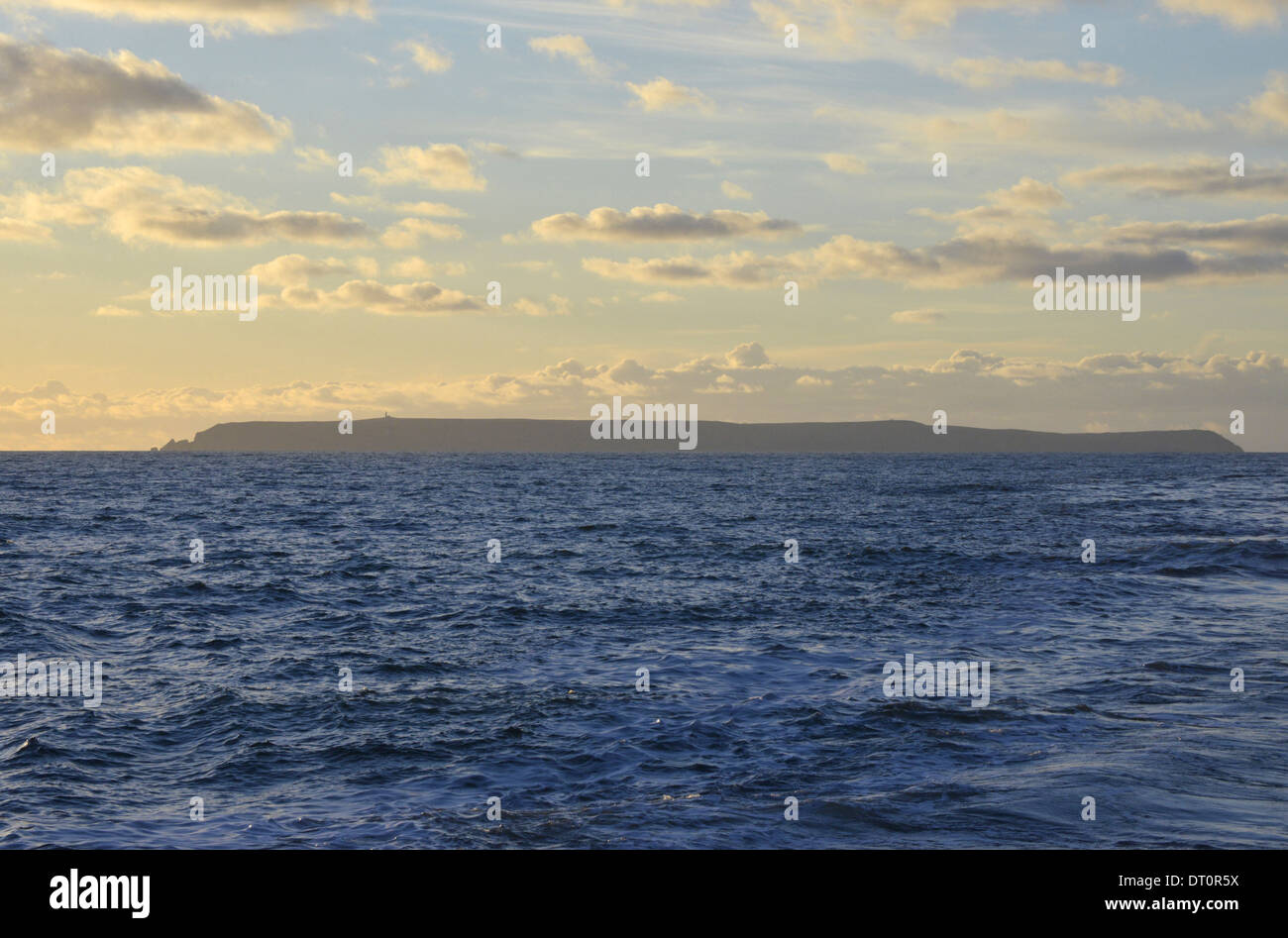 Blick auf Lundy Island aus dem Osten am späten Nachmittag, Devon. Stockfoto