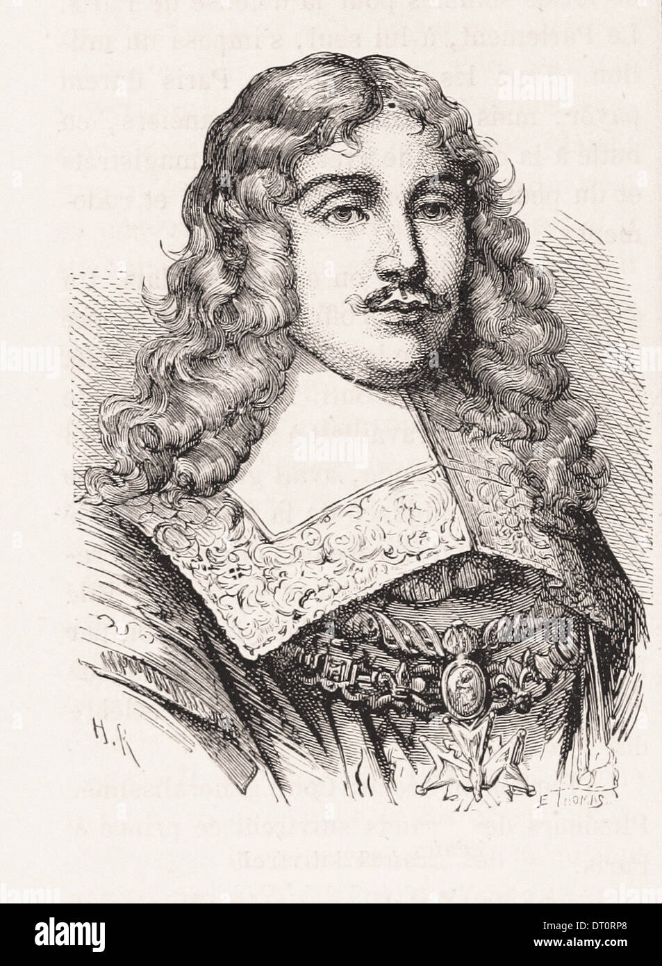 Porträt des Duc De La Rochefoucault - Gravur XIX Jahrhundert Französisch Stockfoto