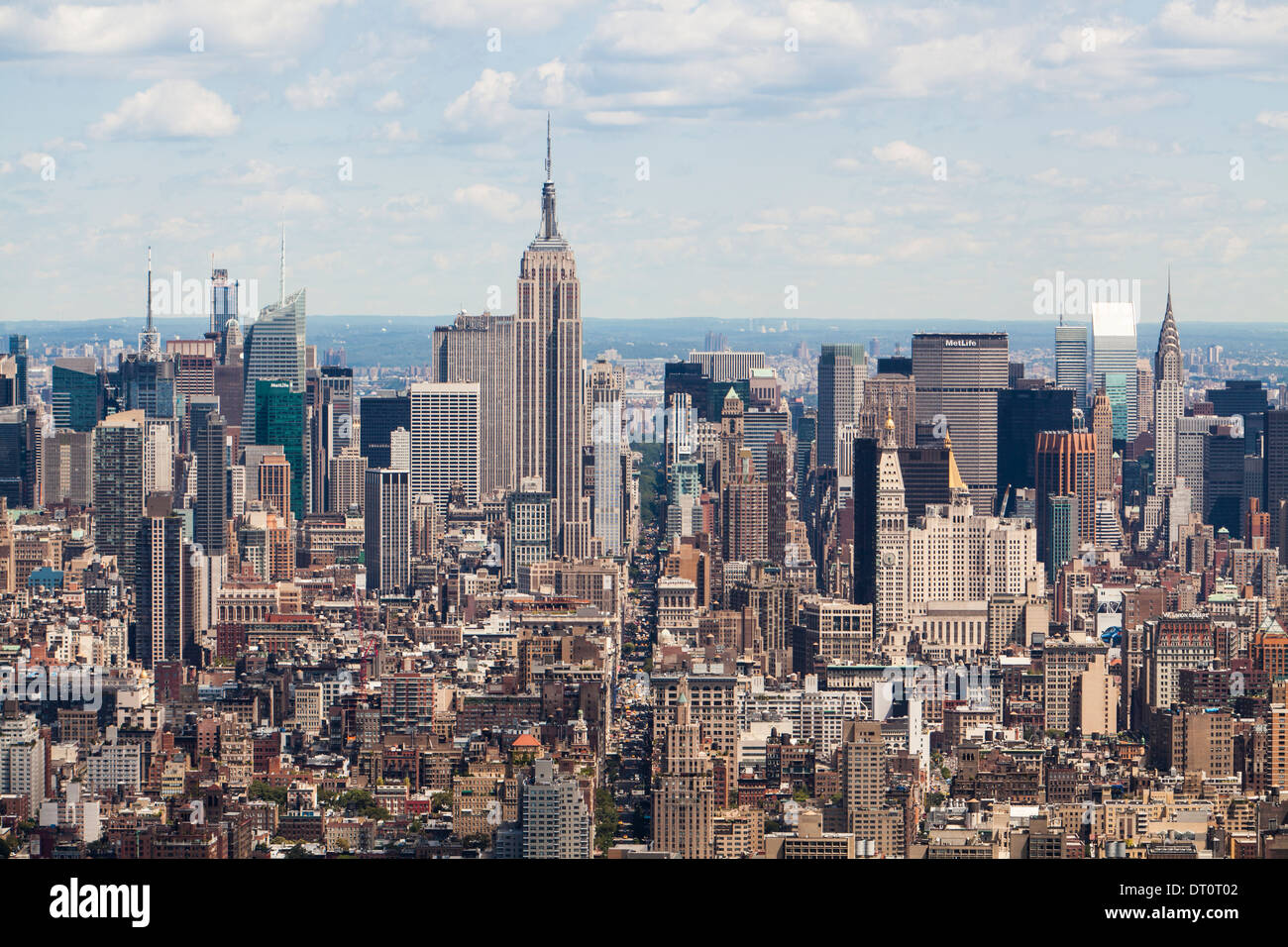 Blick auf New York City nach Norden in Richtung zum Empire State Building Stockfoto