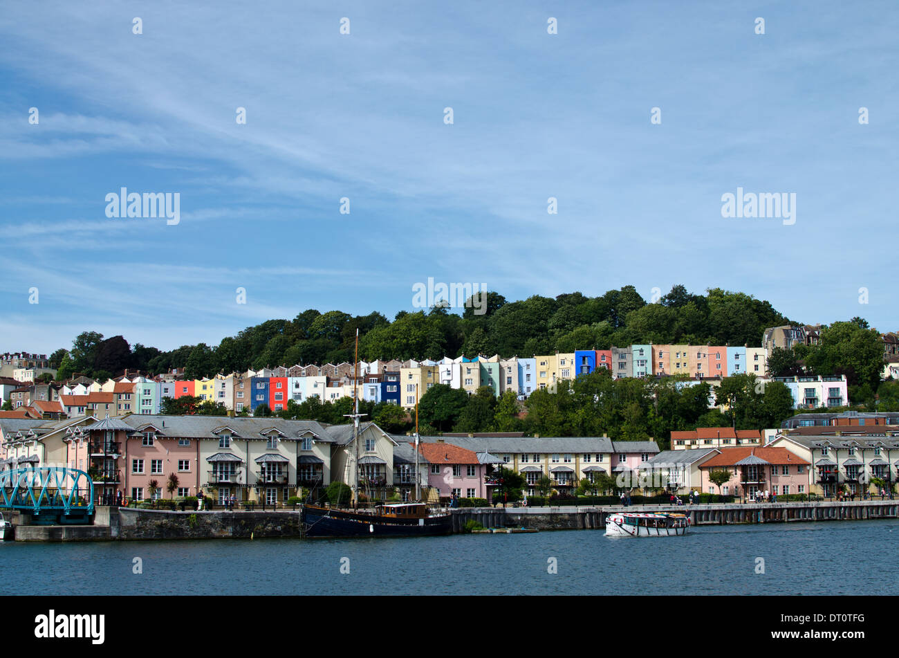 Bunten Häuser über Hotwells in Bristol, England Stockfoto