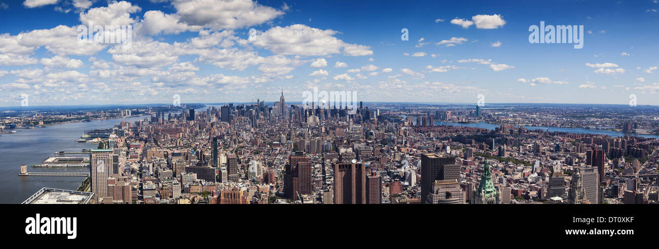 Panoramablick auf New York City Blick nach Norden aus 4 World Trade Center Stockfoto