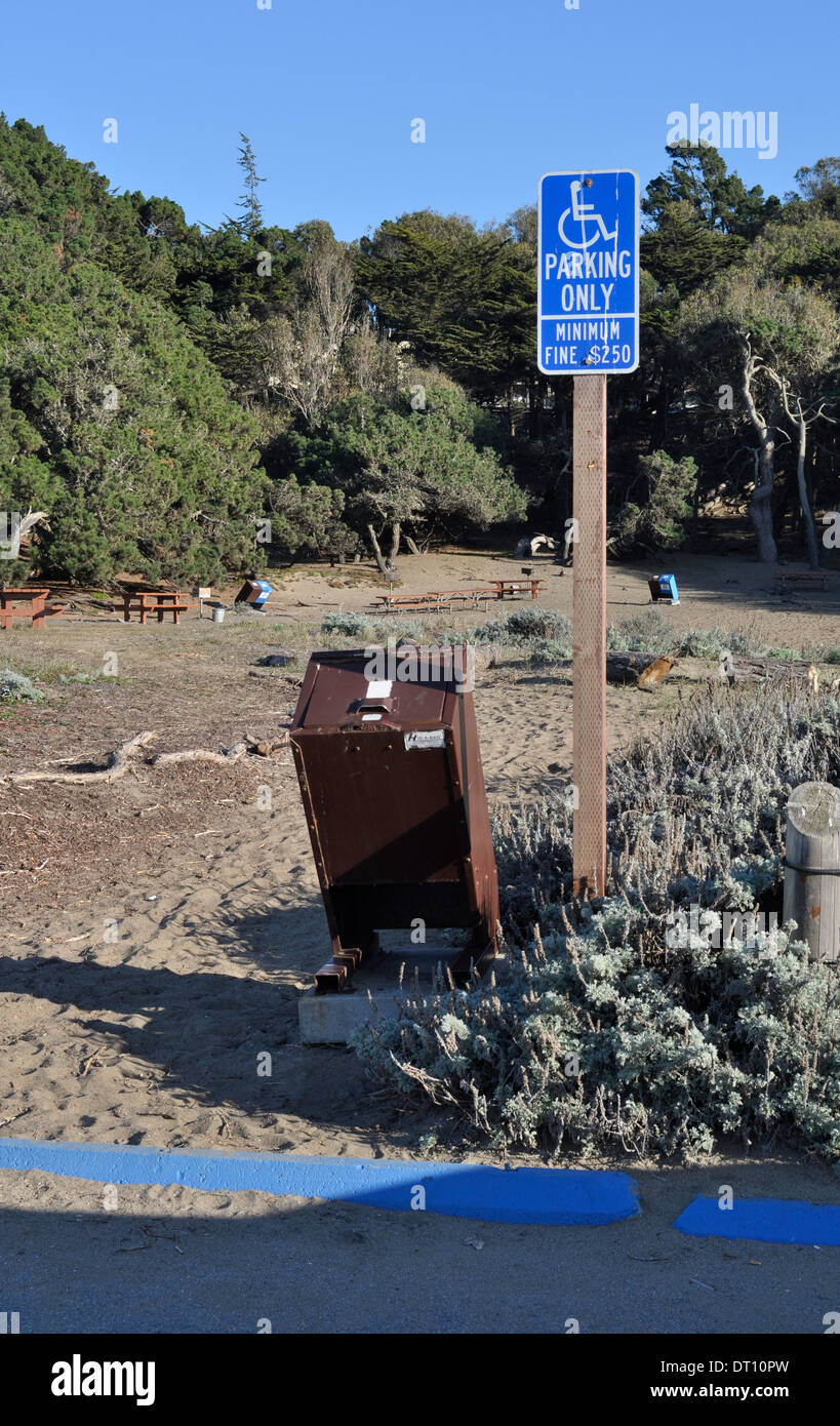 Behindertenparkplatz am Baker Beach Picknickplatz San Francisco Stockfoto