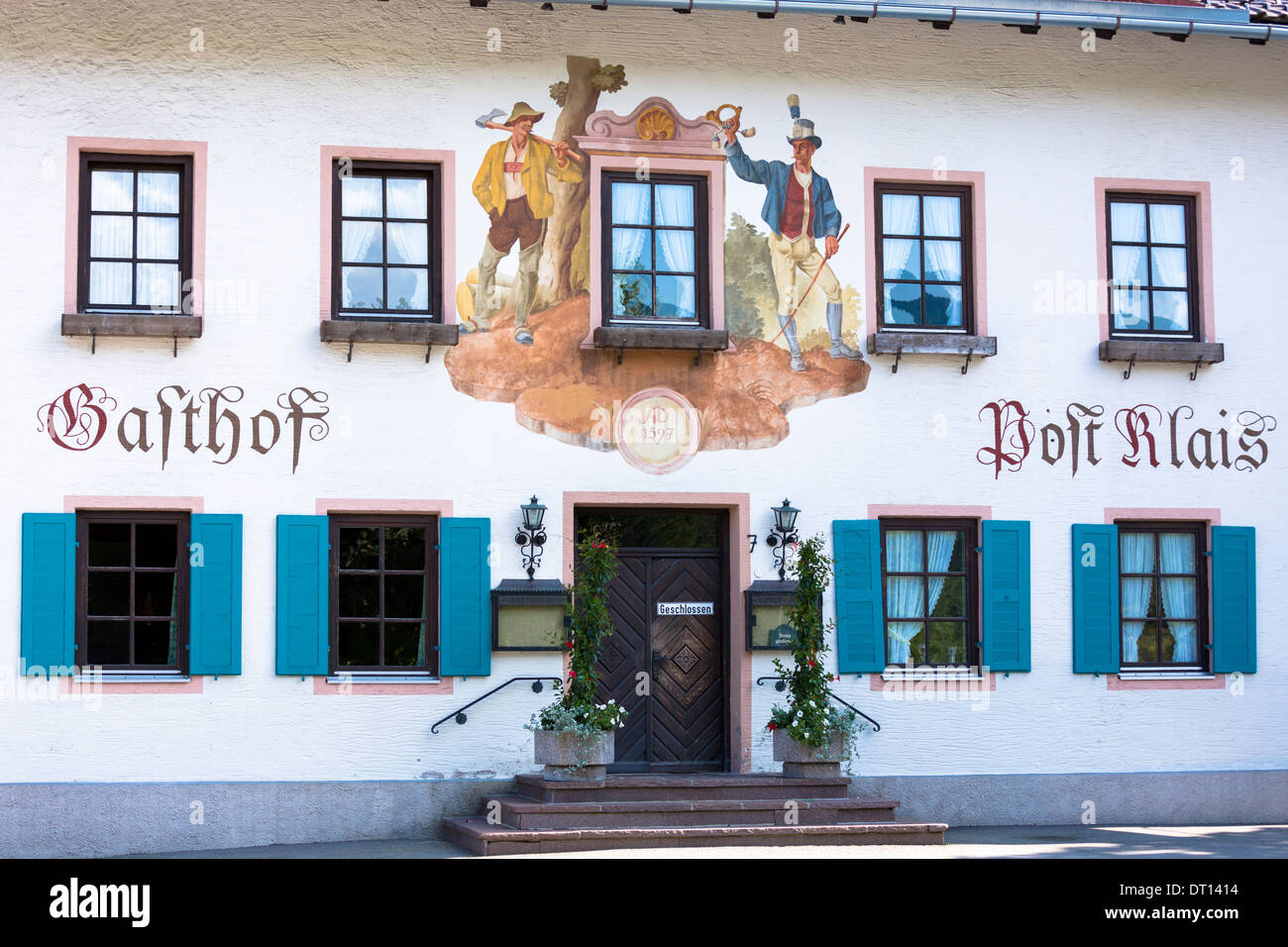 Hotel Gasthof Post Klais im Dorf von Klais in Bayern, Deutschland Stockfoto