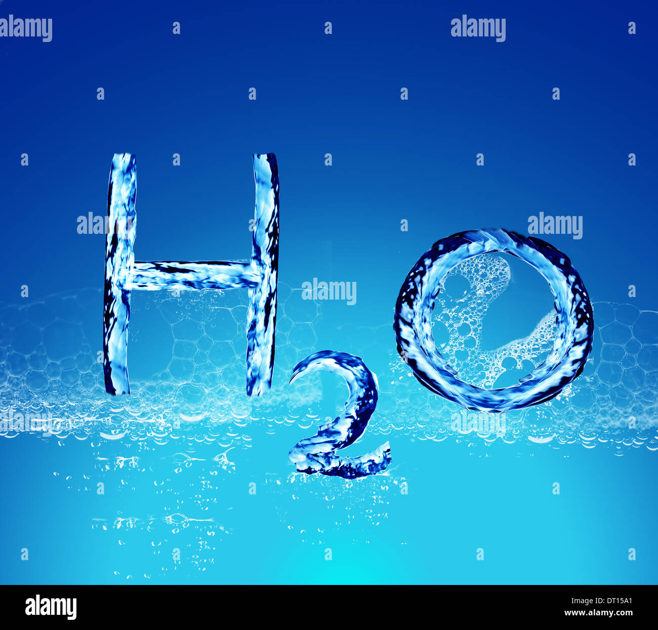 Wasser mit H2O Form Stockfoto