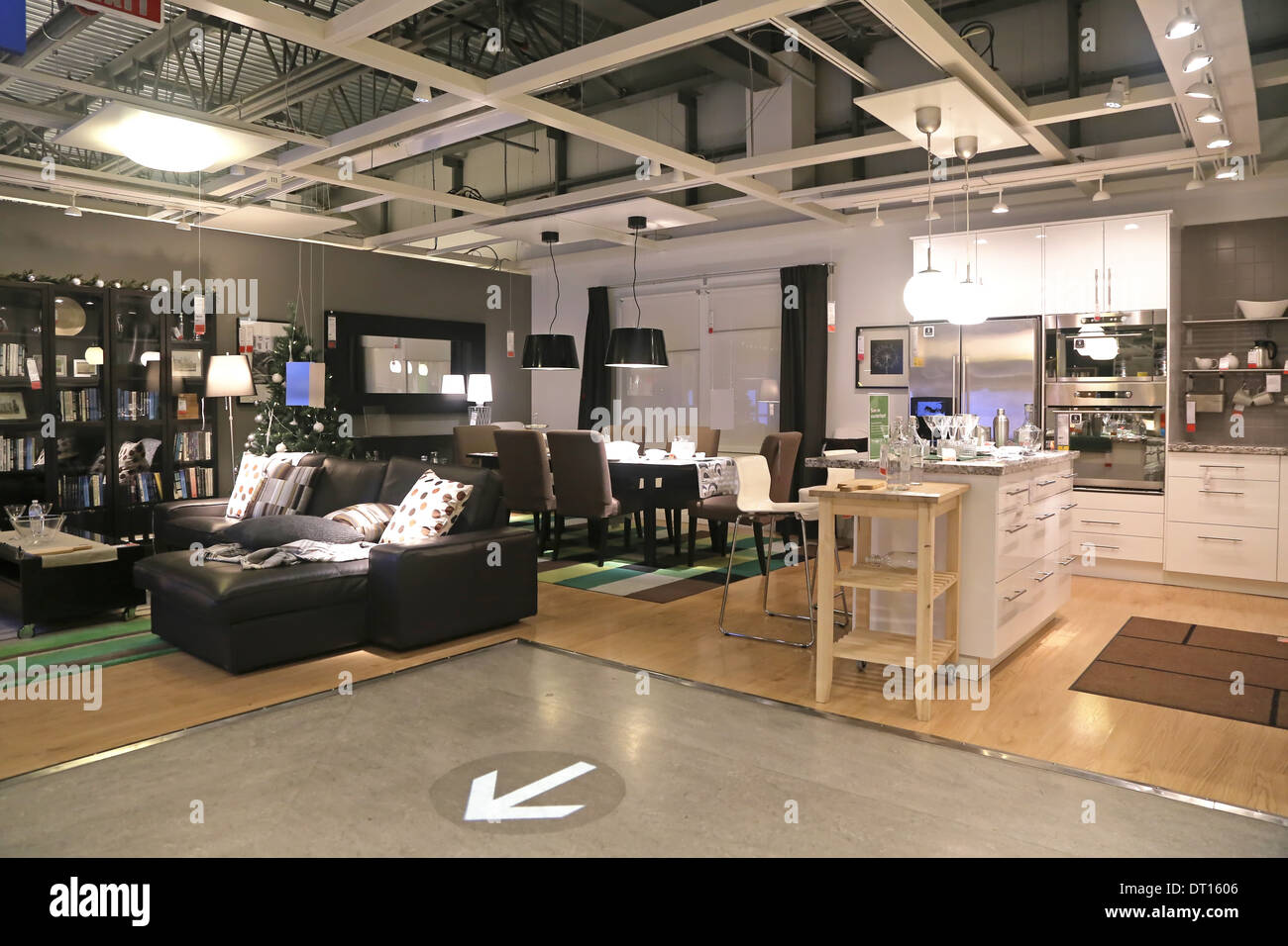 Show-Room im Ikea Einrichtungshaus Stockfoto