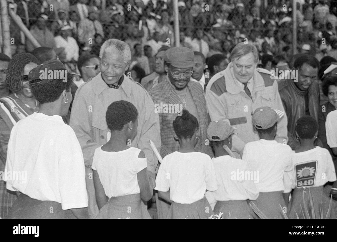NELSON MANDELAS ANC, BUTHELEZI IFP UND PIK BOTHA NP ADRESSE EINE FRIEDENSKUNDGEBUNG ÖSTLICH VON JOHANNESBURG VOR 1994 DEMOKRATISCHE Stockfoto