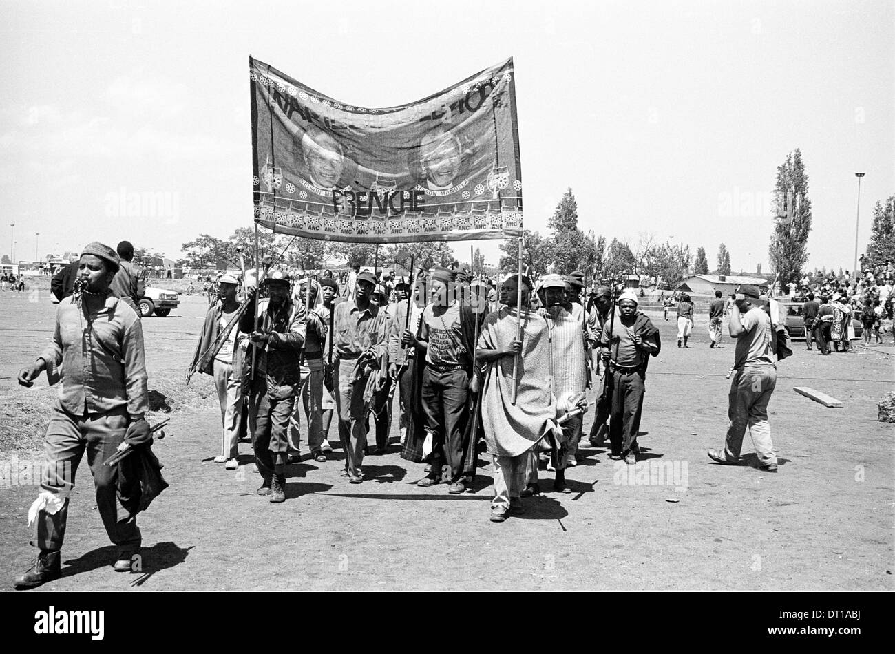 NELSON MANDELAS ANC, BUTHELEZI IFP UND PIK BOTHA NP ADRESSE EINE FRIEDENSKUNDGEBUNG ÖSTLICH VON JOHANNESBURG VOR 1994 DEMOKRATISCHE Stockfoto