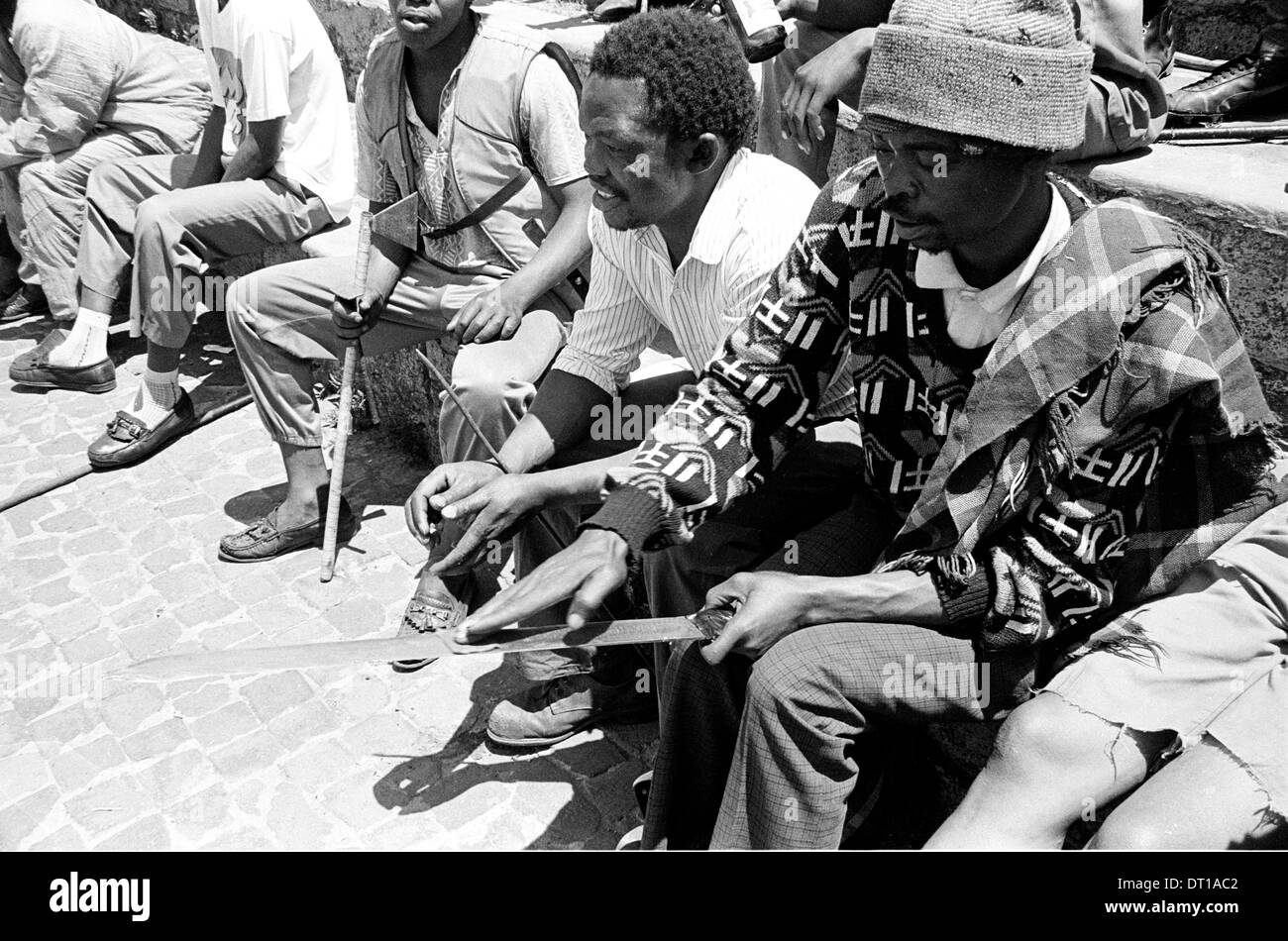 NELSON MANDELAS ANC, BUTHELEZI IFP UND PIK BOTHA NP ADRESSE EINE FRIEDENSKUNDGEBUNG ÖSTLICH VON JOHANNESBURG VOR 1994 DEMOKRATISCHE Stockfoto