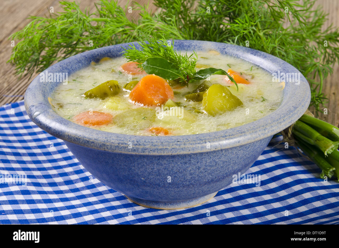 Polnische Gurken Suppe Stockfoto