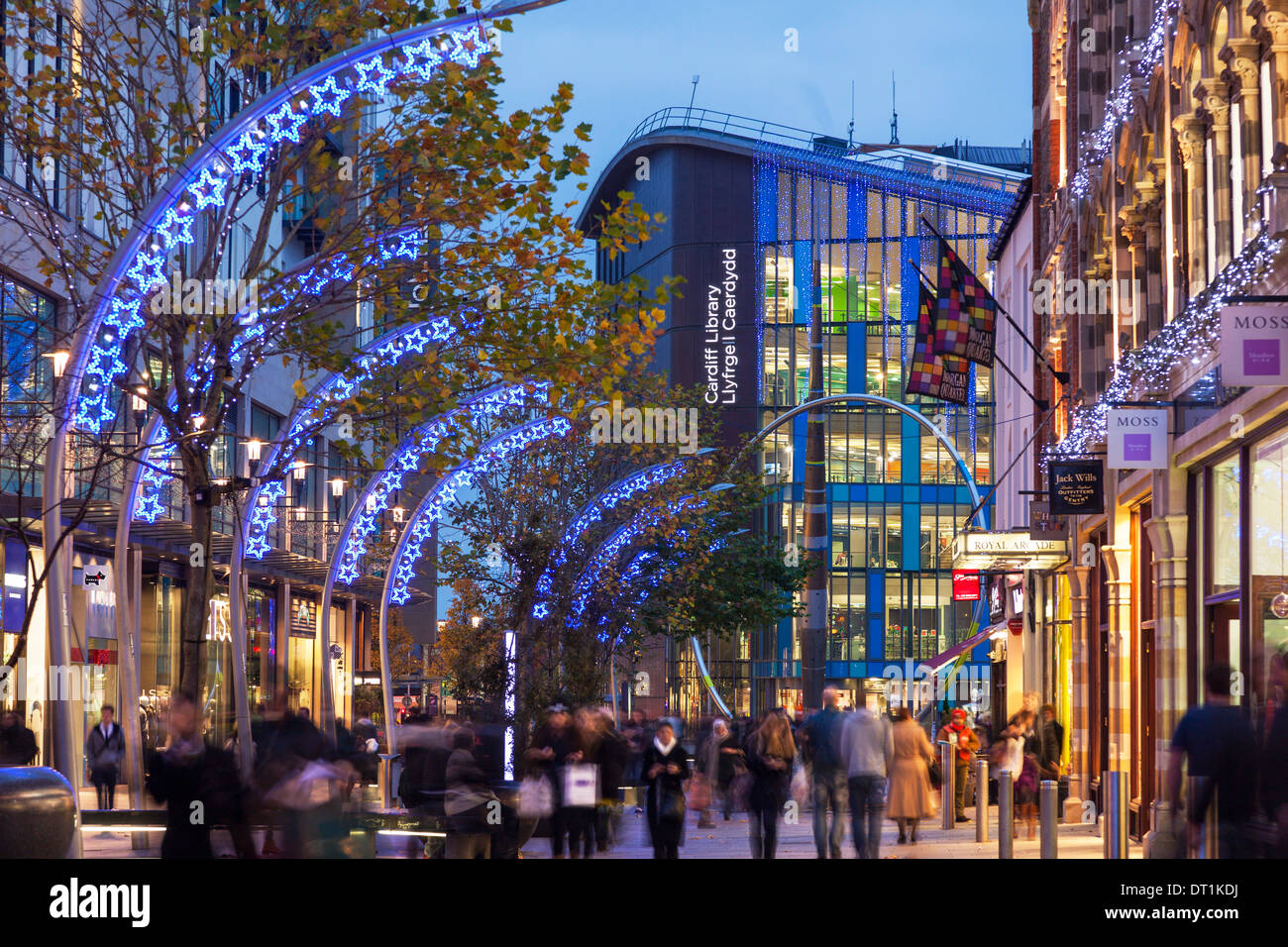 Cardiff-Einkaufszentrum zu Weihnachten, Wales, Vereinigtes Königreich, Europa Stockfoto