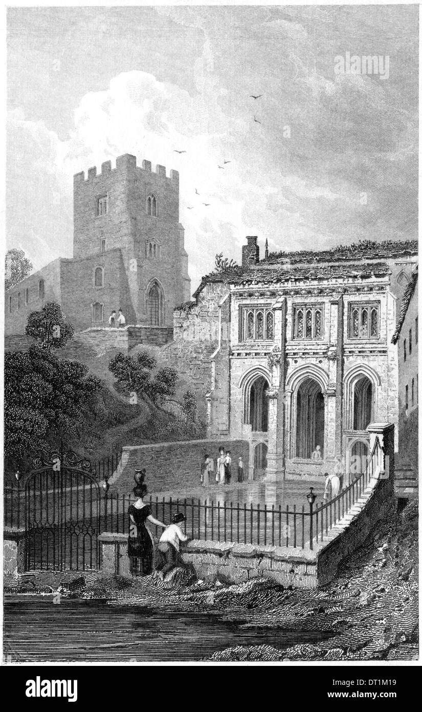 Eine Gravur mit dem Titel "St. Winifred Brunnen, Flintshire" Scannen mit hoher Auflösung aus einem Buch in den 1830ern veröffentlicht. Stockfoto