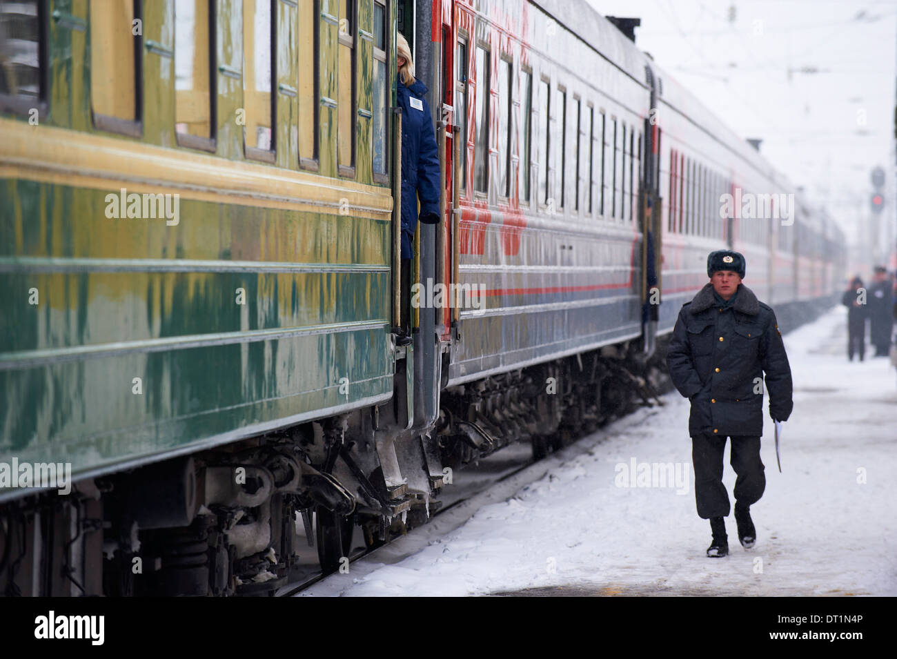Bahnhof an der Transsibirischen Linie, Balezino, Udmurtien, Russland, Europa Stockfoto