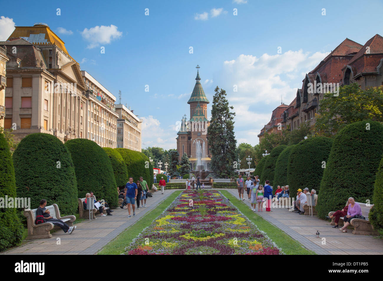 Metropolitan-Kathedrale in Piata Victoriei, Timisoara, Banat, Rumänien, Europa Stockfoto