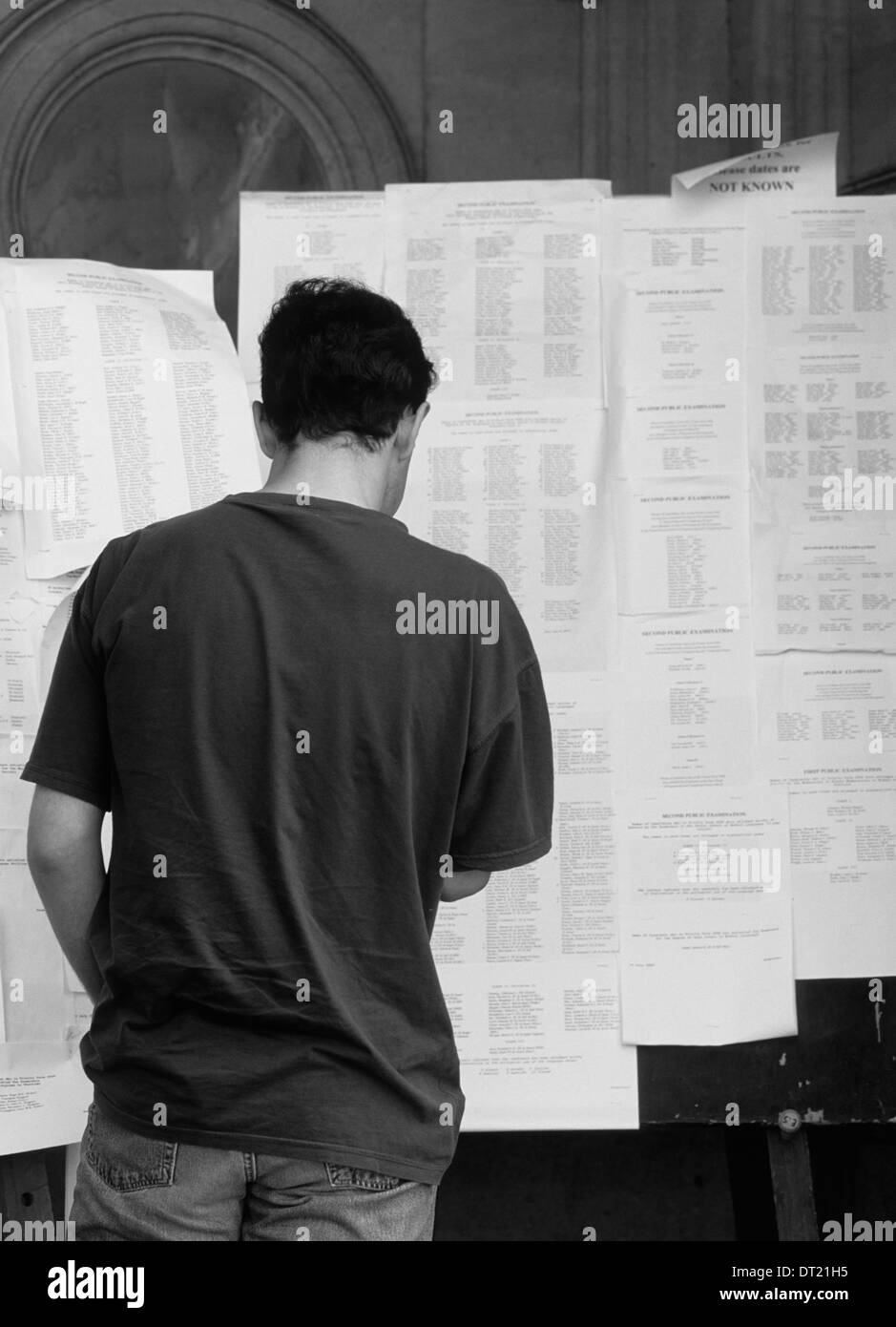 Prüfungsergebnisse, die an der Universität Oxford veröffentlicht Stockfoto