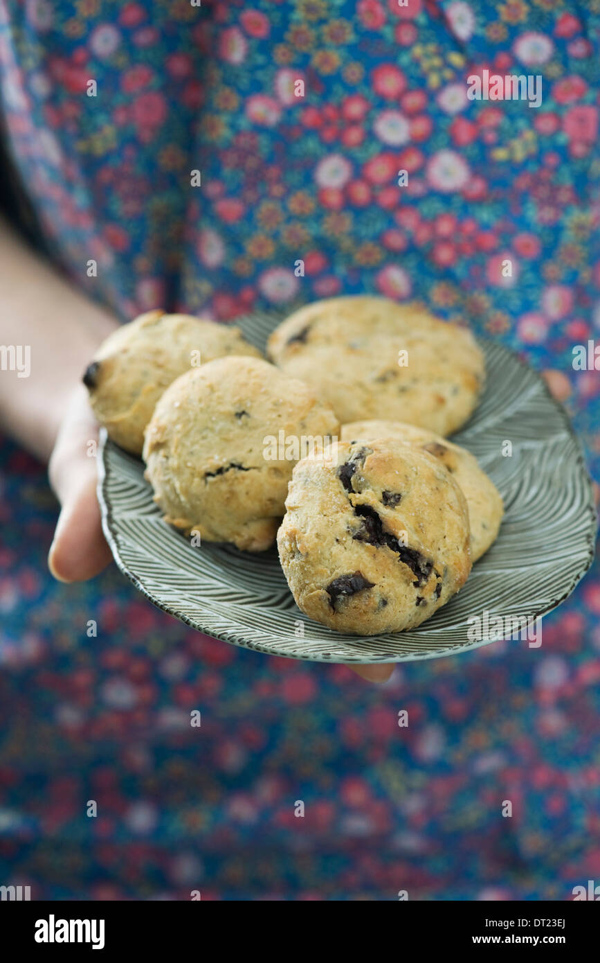 Chocolate Chip Cookies und Fleur de sel Stockfoto