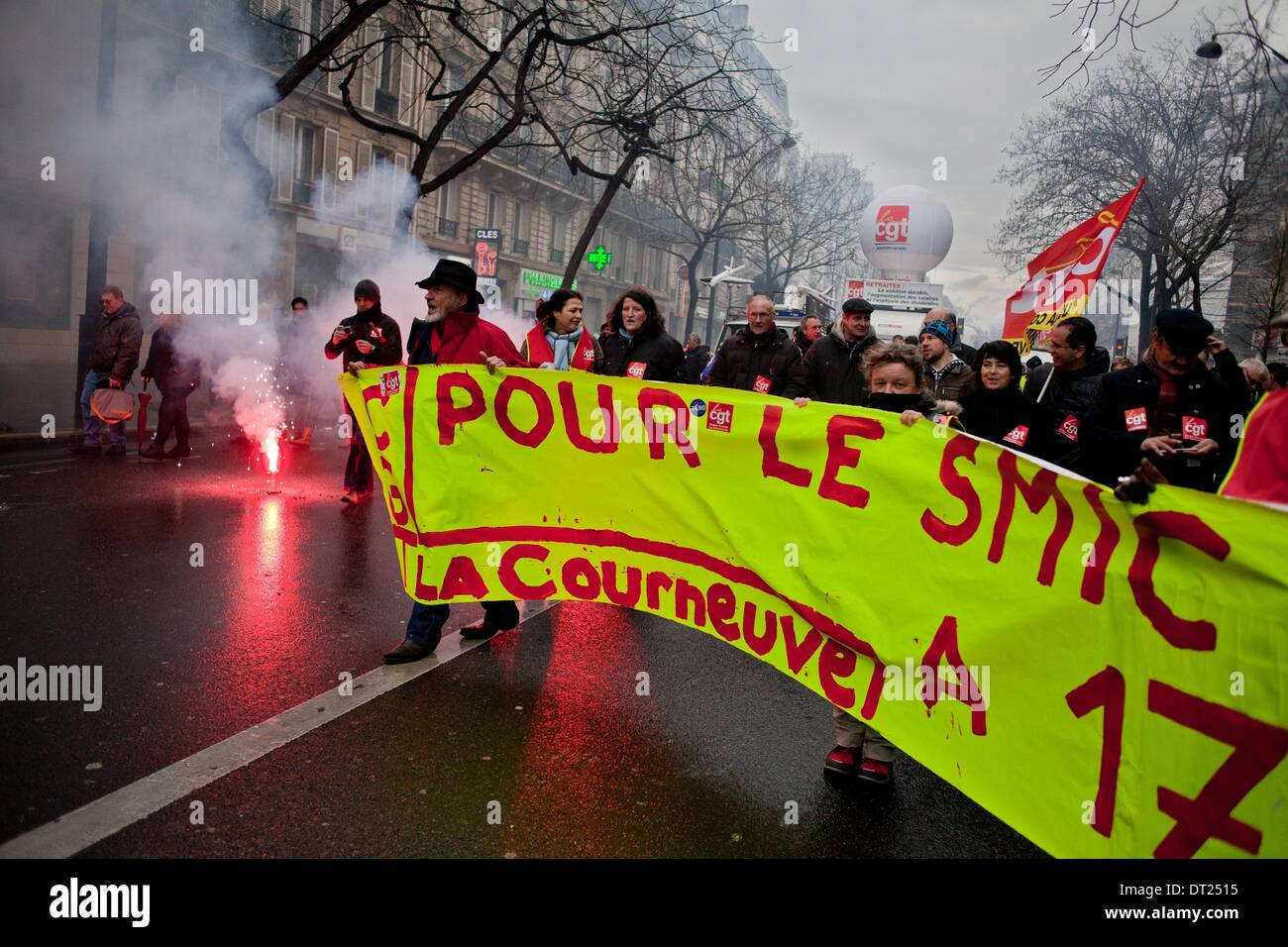 Paris, Frankreich. 6. Februar 2014. Demonstration in Paris für eine soziale Gerechtigkeit am 6. Februar 2014. Bildnachweis: Michael Bunel/NurPhoto/ZUMAPRESS.com/Alamy Live-Nachrichten Stockfoto