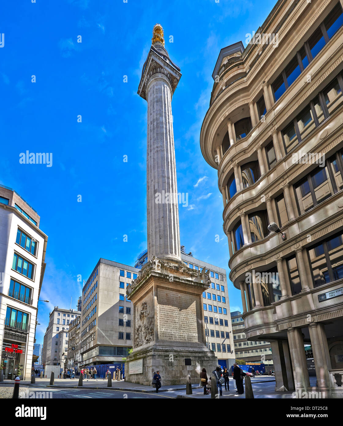 Das Denkmal für den großen Brand von London, besser bekannt als das Denkmal Stockfoto