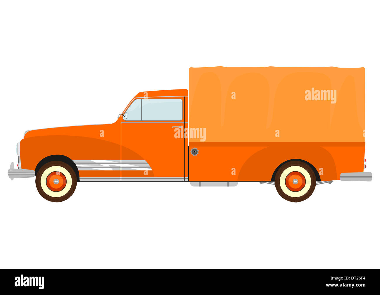 Silhouette von einem Pickup-Truck im retro-Stil Stockfoto