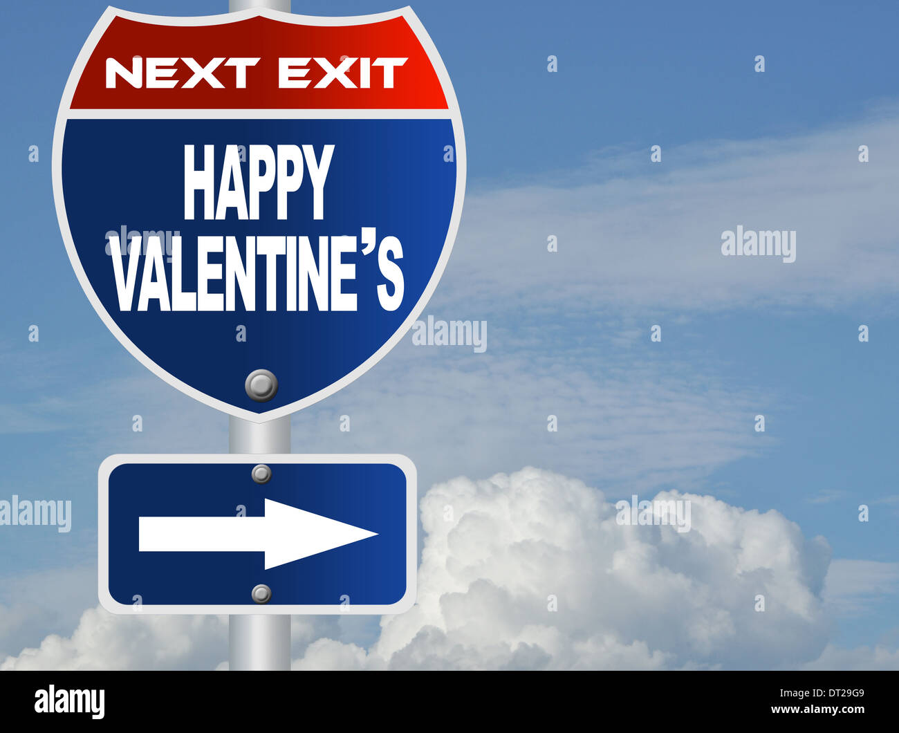 Happy Valentine es Straßenschild Stockfoto