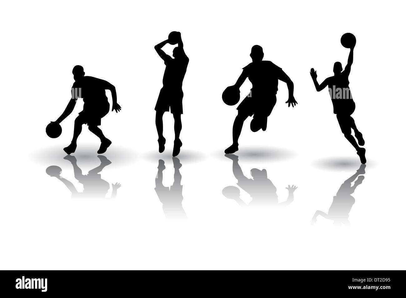 Vektor der einige Basketball Spieler Haltung Silhouetten Stockfoto
