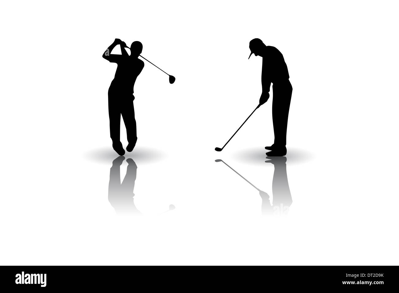 Vektor der einige Golf-Spieler-Haltung-Silhouetten Stockfoto