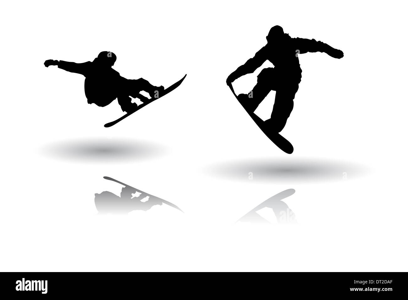 Vektor der einige Snowboarding-Silhouetten Stockfoto