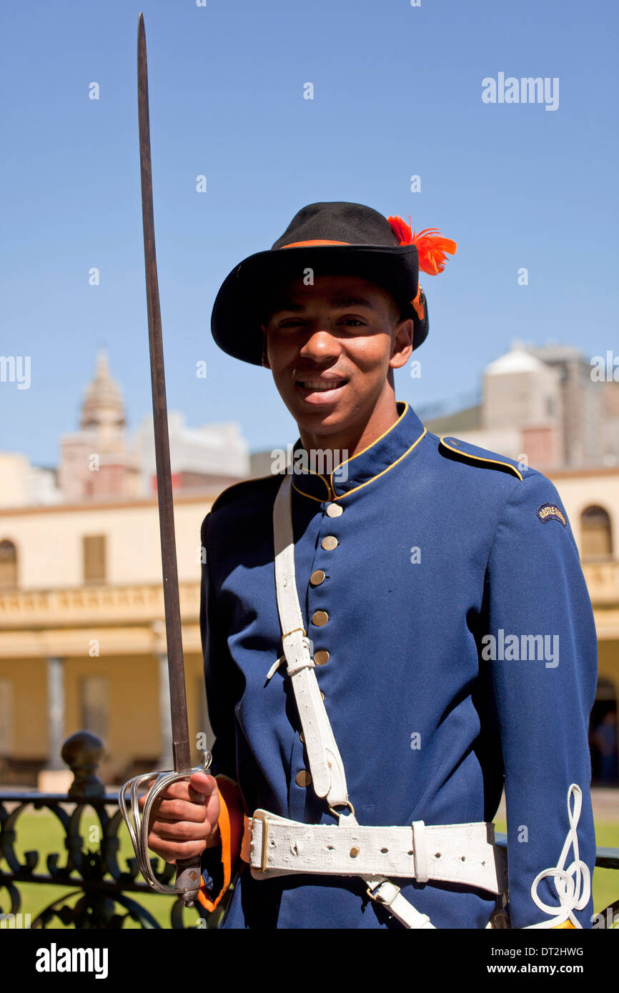 in historischer Uniform zu bewachen, während der Schlüssel-Zeremonie am Castle of Good Hope, Kapstadt, Western Cape, Südafrika Stockfoto