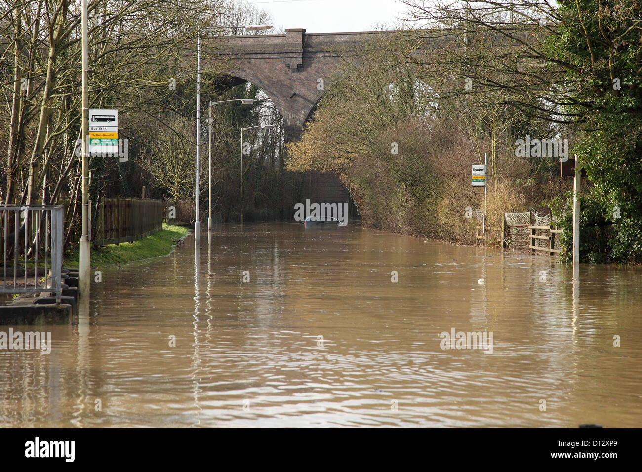 Fluß Lea Überläufe an Hörnern Mühle in Hertford Stockfoto