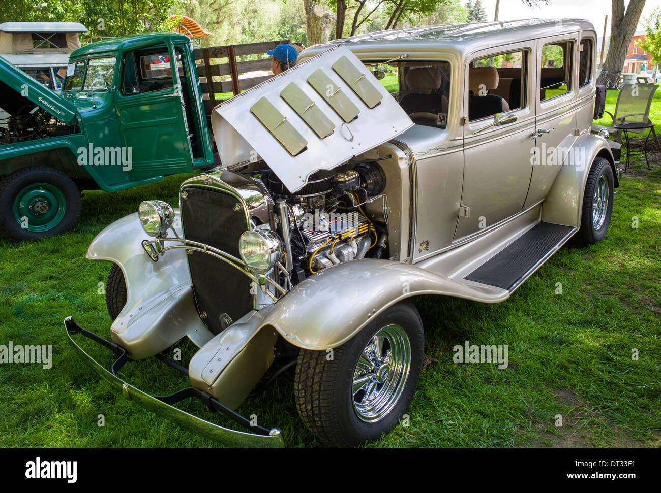 1932-Chevrolet Limousine, Angel of Shavano Auto Show, Spendenaktion für Chaffee County & SAR Süd, Salida, Colorado, USA Stockfoto
