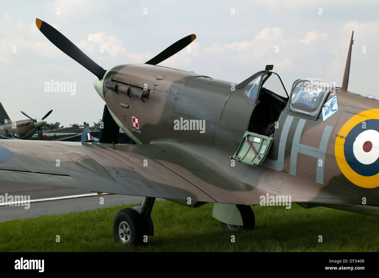 Nahaufnahme der BM597, ein Spitfire Mk Vb aus dem 2. Weltkrieg, auf statischer Anzeige an Biggin Hill Air Show 2007. Stockfoto