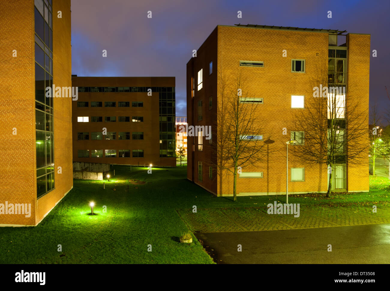 Aarhus oder Aarhus University in der Nacht Stockfoto