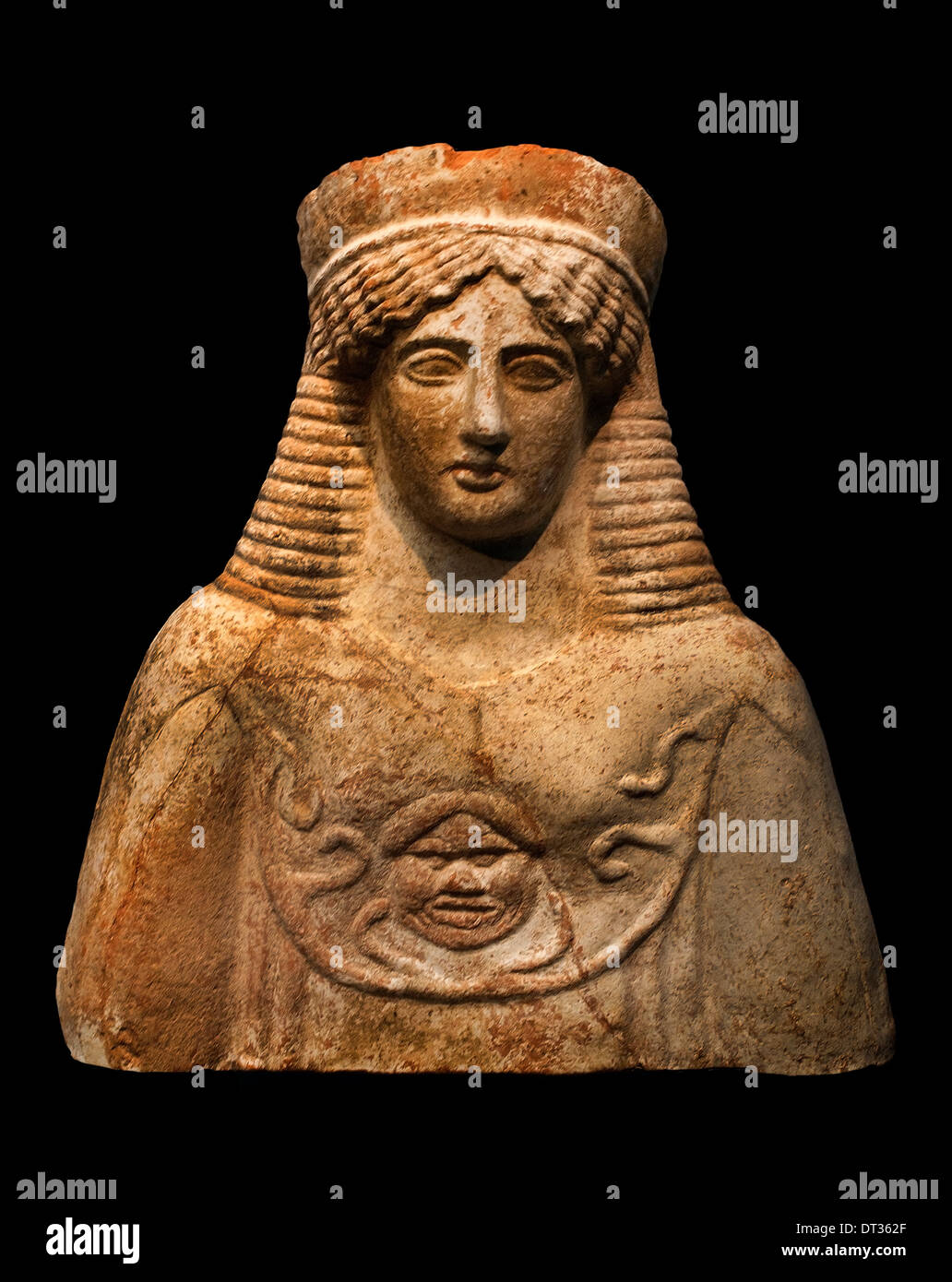 Die Göttin trägt eine Aegis (Agis) mit der Wunderwaffe der Kopf der Gorgo Medusa 450 BC griechischen Griechenlands Stockfoto