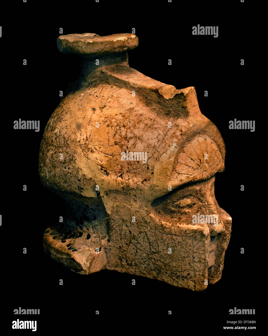 Krieger Kopf kriegerischen Salz Jar - Aryballos 700 BC Griechisch Griechenland Stockfoto