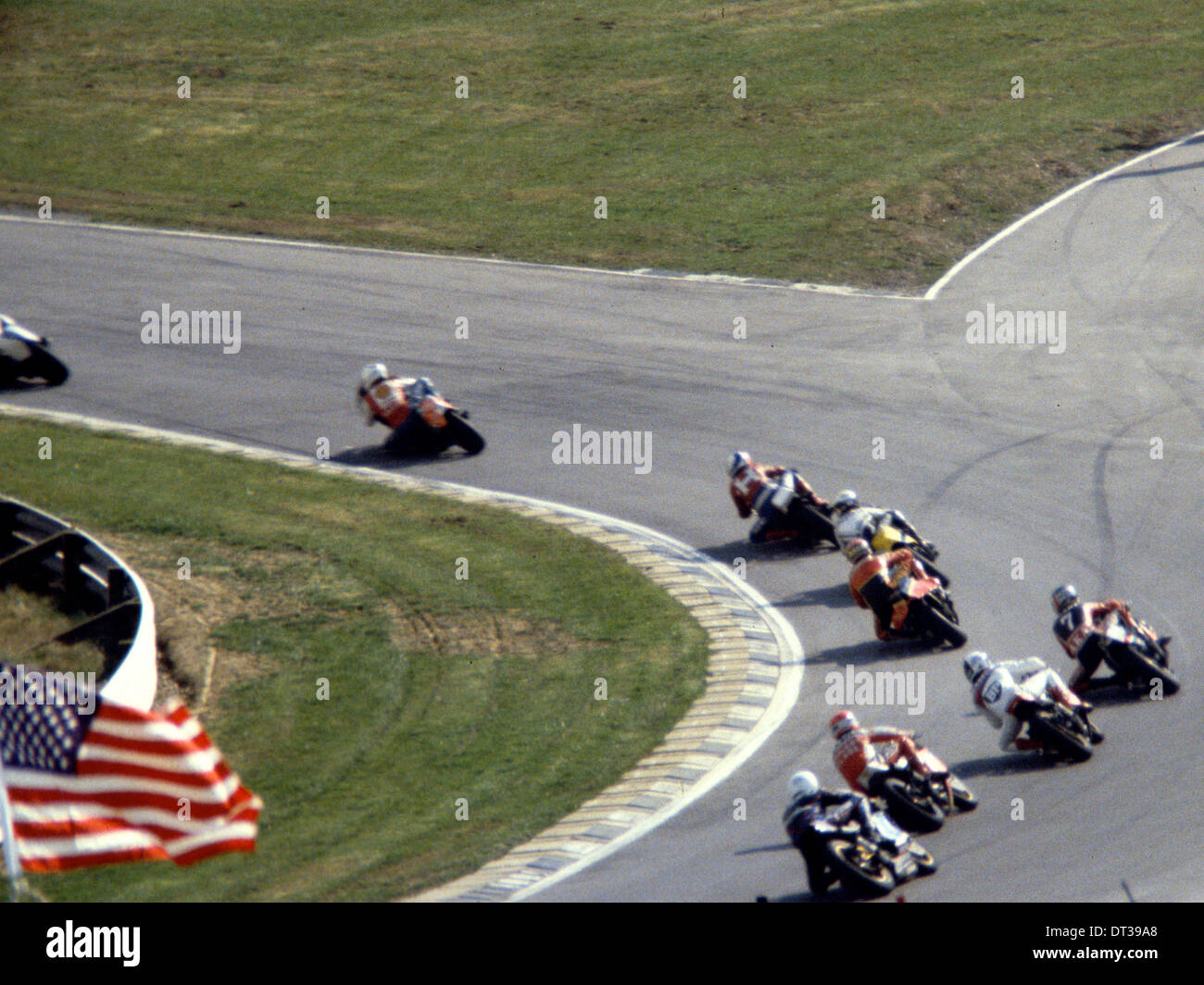 Transatlantische Trophy-Rennen in Brands Hatch, verschwindet Freddy Spencer auf der wichtigsten GP-Strecke, gefolgt von Barry Sheene Et al. Stockfoto