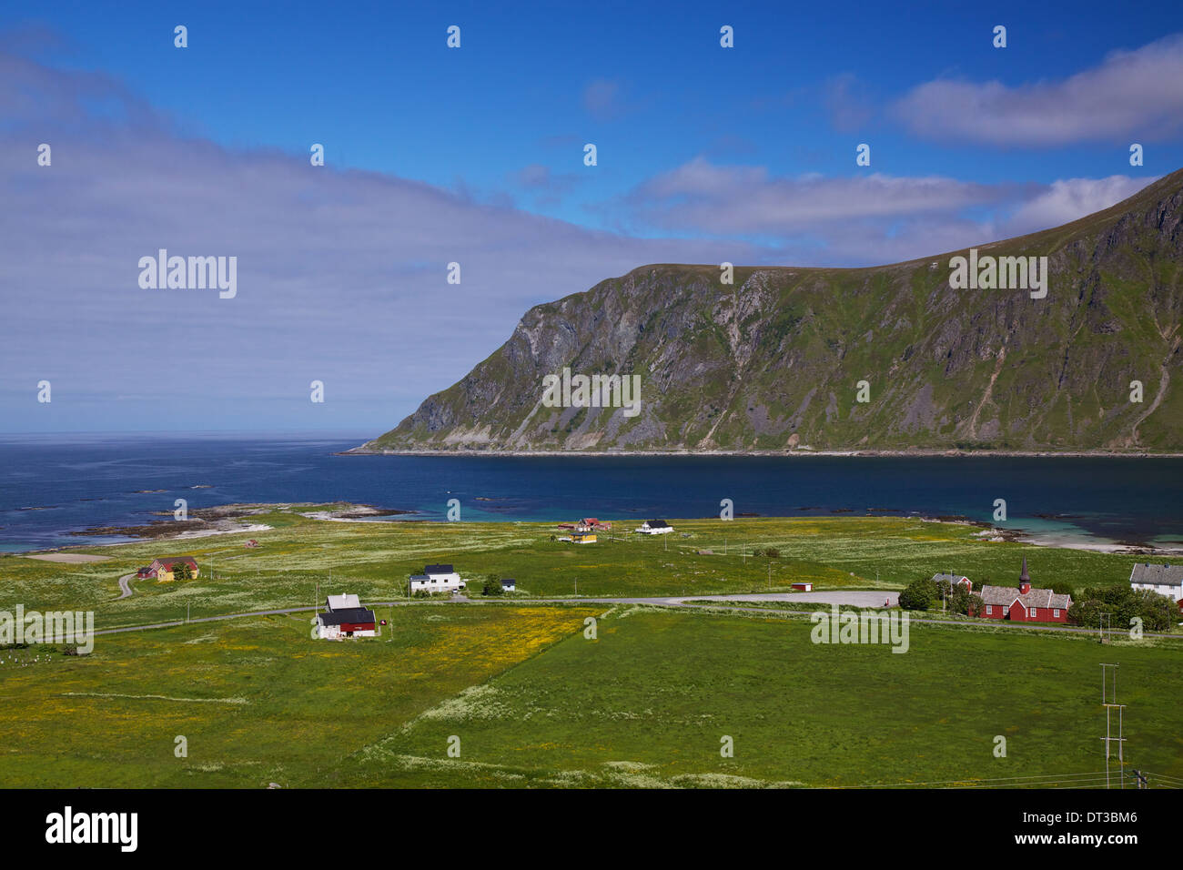 Malerischen Dorf von Flakstad auf Lofoten in Norwegen Stockfoto