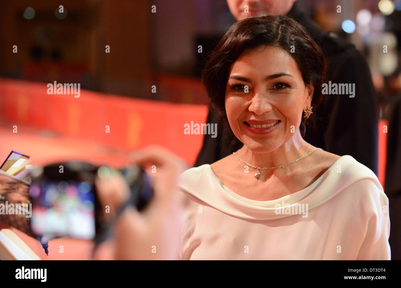 BERLIN, Deutschland, 7. Februar 2014. Dolores Heredia besucht die "Zwei Männer in der Stadt"-Premiere am auf die 64. jährliche Berlinale International Film Festival im Berlinale-Palast am 7. Februar 2014 in Berlin, Deutschland. Bildnachweis: Janne Tervonen/Alamy Live-Nachrichten Stockfoto