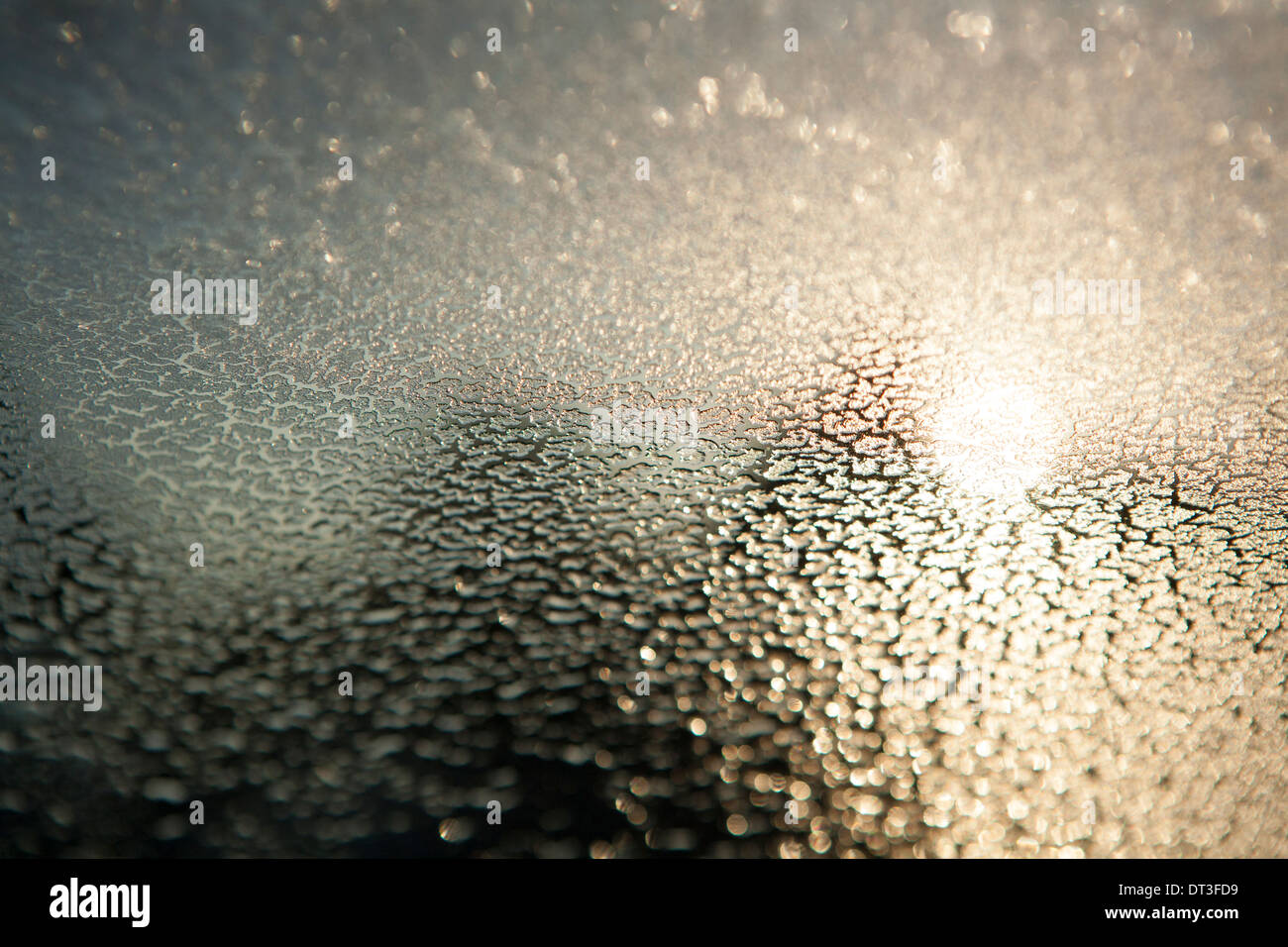 Auto Windschutzscheibe Auftauen gefroren, schmilzt Eis Stockfoto