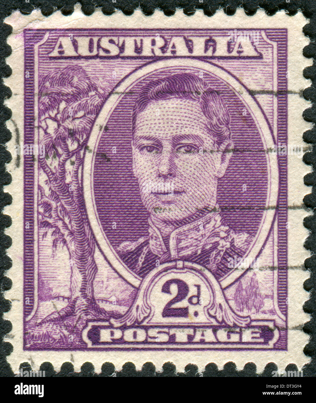 Briefmarke gedruckt in Australien zeigt König des Vereinigten Königreichs und der britischen Besitzungen und Kaiser von Indien, George VI Stockfoto
