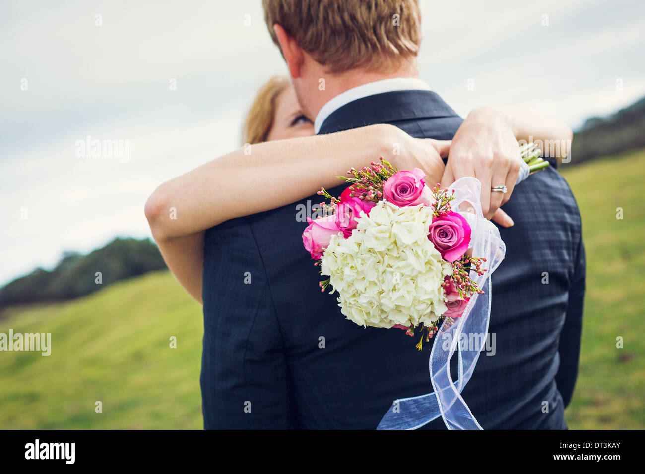 Hochzeit, Detail der schönen Blumenstrauß, geringe Schärfentiefe Feld Schwerpunkt Blumen Stockfoto