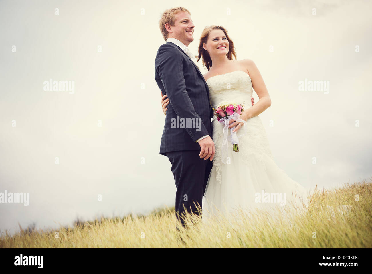Hochzeitspaar, glückliche Braut und Bräutigam Stockfoto