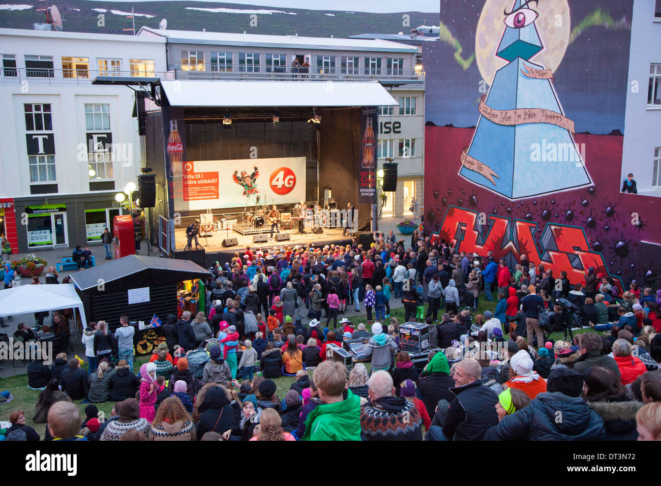 Konzert im Gange auf dem jährlichen Festival Akureyri, Island Stockfoto