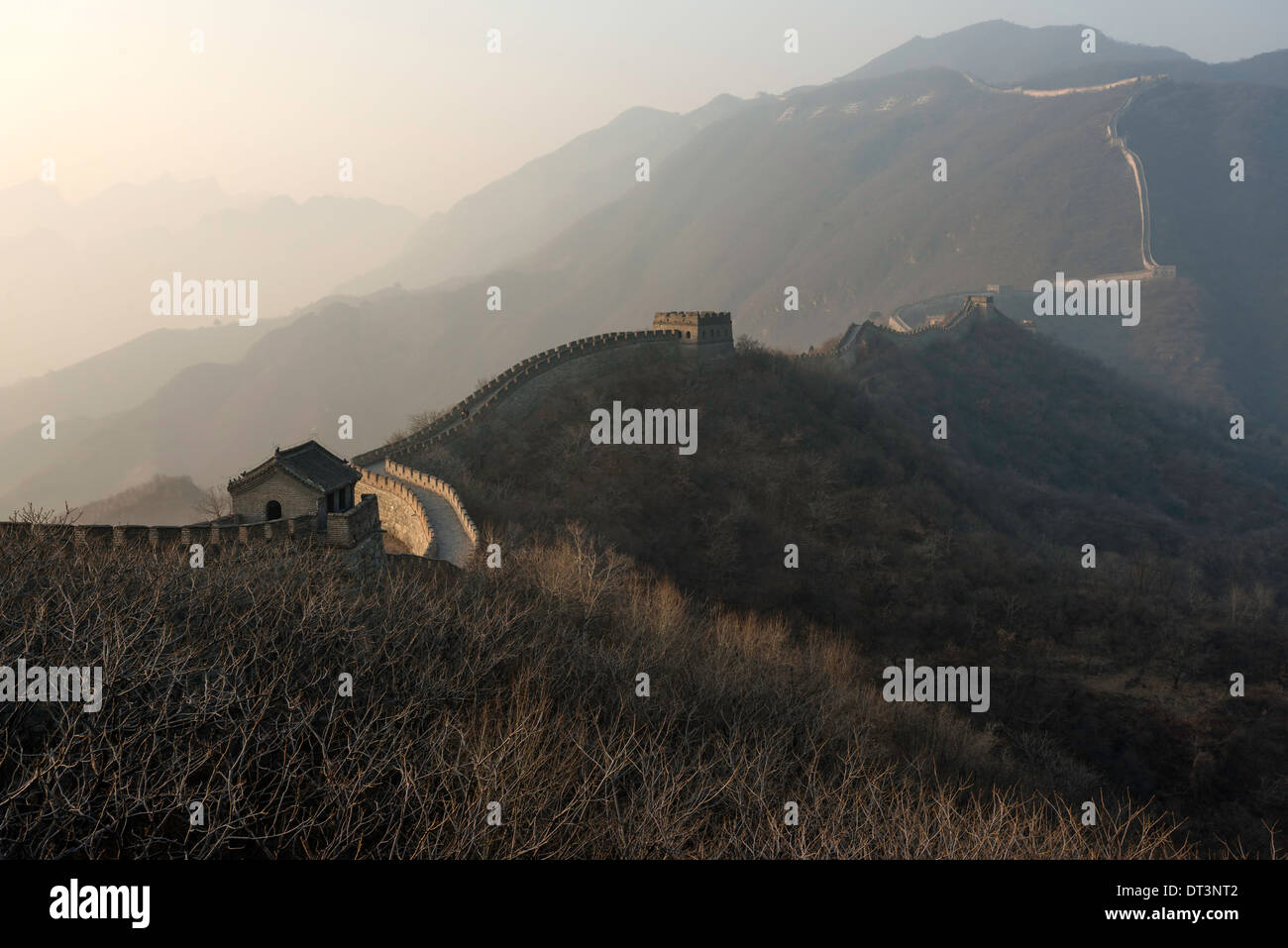 Teil von The Great Wall Of China bei Sonnenuntergang Stockfoto
