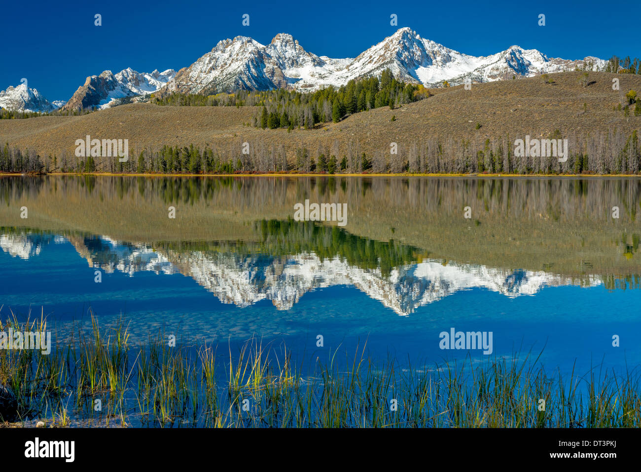 Schöne Gebirge und See mit Reflexionen Stockfoto