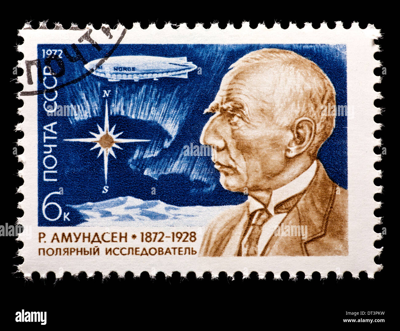 Briefmarke aus der Sowjetunion, die Darstellung von Roald Amundsen, Polarforscher aus Norwegen. Stockfoto