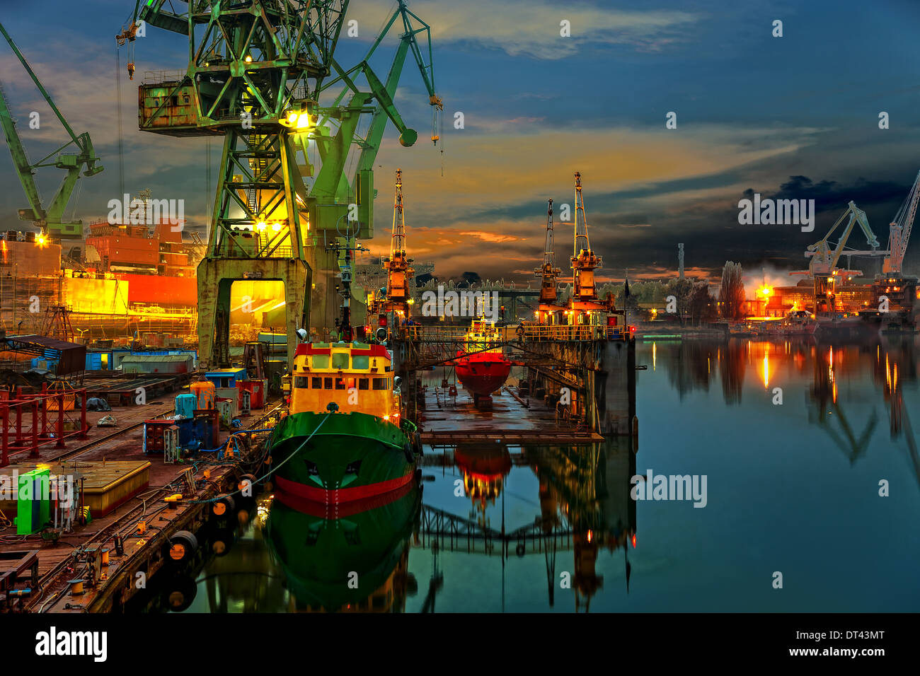 Industriellen Blick auf die Werft Danzig. Stockfoto