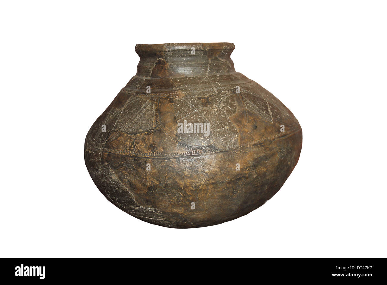 Mittlere Eisenzeit kugelige Necked Jar mit Omphalos Base, Dragonby, Lincolnshire, UK Stockfoto