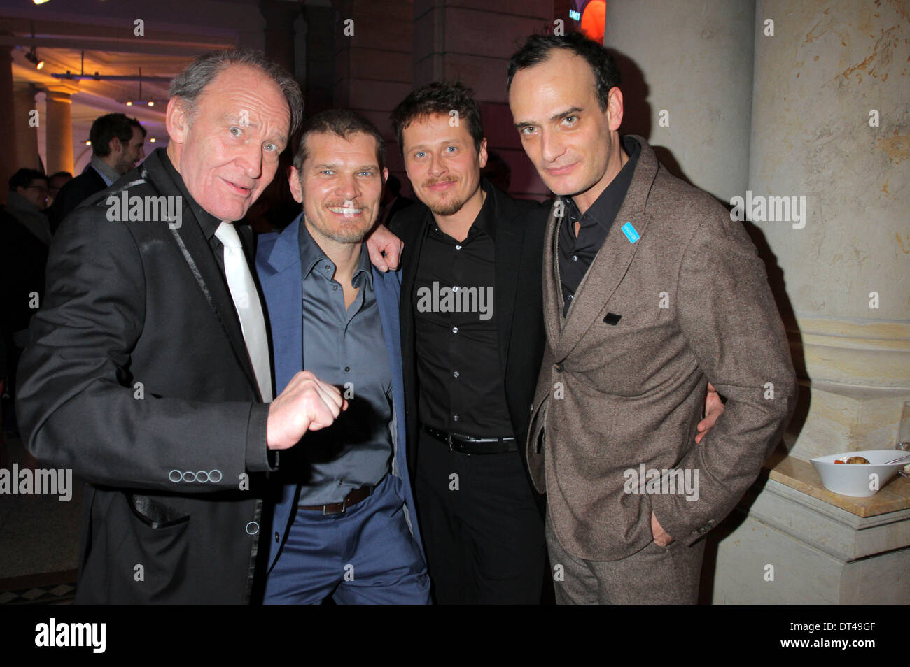 Michael Mendl, Götz Otto, Roman Knizka, Anatole Taubman Teilnehmer der blauen Stunde Party auf der 64. Internationalen Filmfestspiele Berlin / Berlinale 2014 am 7. Februar 2014 in Berlin, Deutschland. Stockfoto