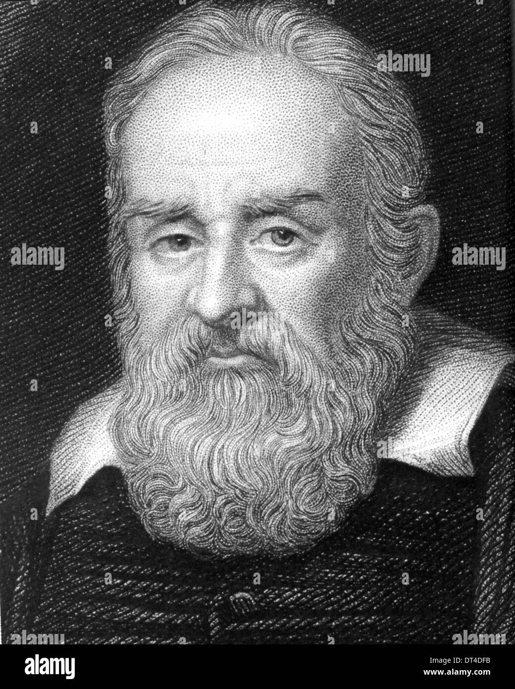 GALILEO GALILEI (1564-1642), italienischer Mathematiker und Astronom in einem Kupferstich, basierend auf der 1636-Malerei von Justus Sustermans Stockfoto